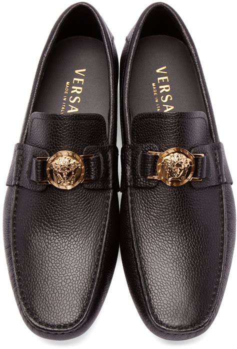 versace church shoes|Versace black leather shoes.